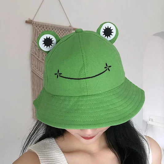 Unique Design Frog Bucket Hat for Women Summer Autumn Plain Female Panama Outdoor Hiking Beach Fishing Cap Sunscreen Woman Sunhat
