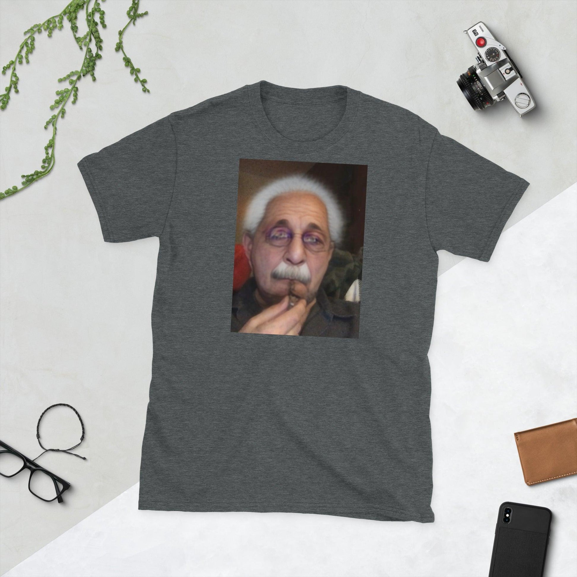 Old Man Toking Short-Sleeve Unisex T-Shirt / Smoke A Bowl, Einstein Shirt - Lizard Vigilante