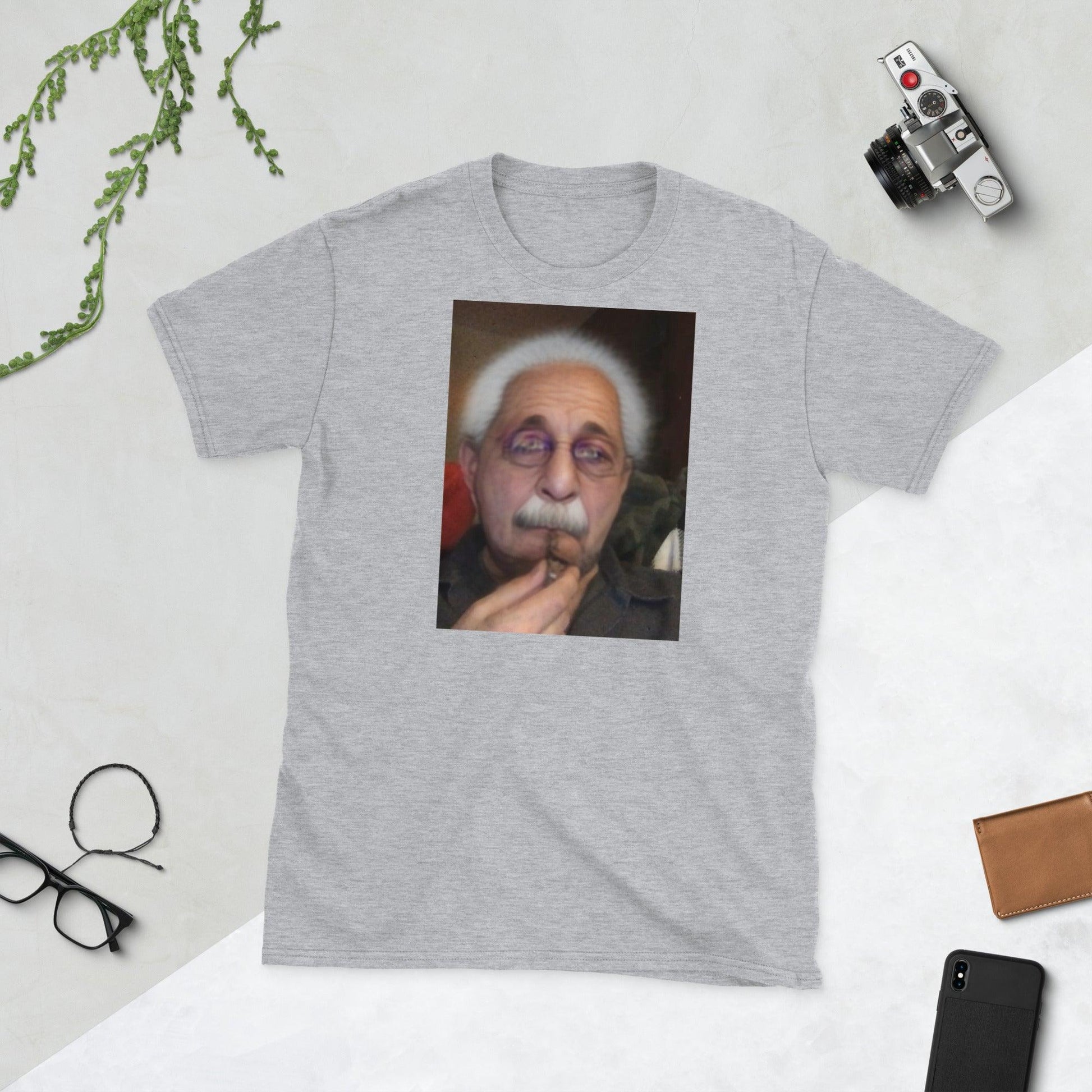 Old Man Toking Short-Sleeve Unisex T-Shirt / Smoke A Bowl, Einstein Shirt - Lizard Vigilante