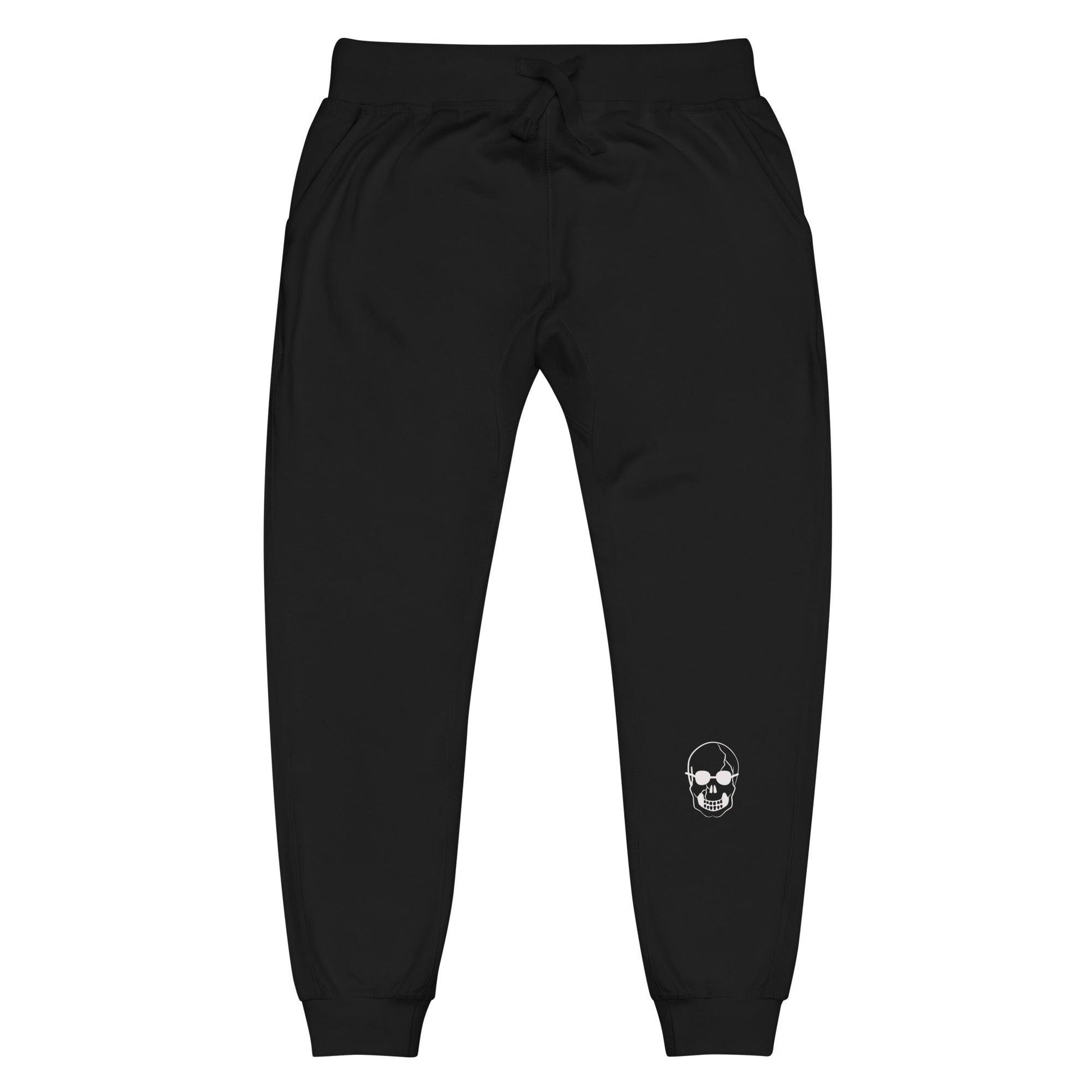 White Skull With Shades Unisex fleece sweatpants - Lizard Vigilante