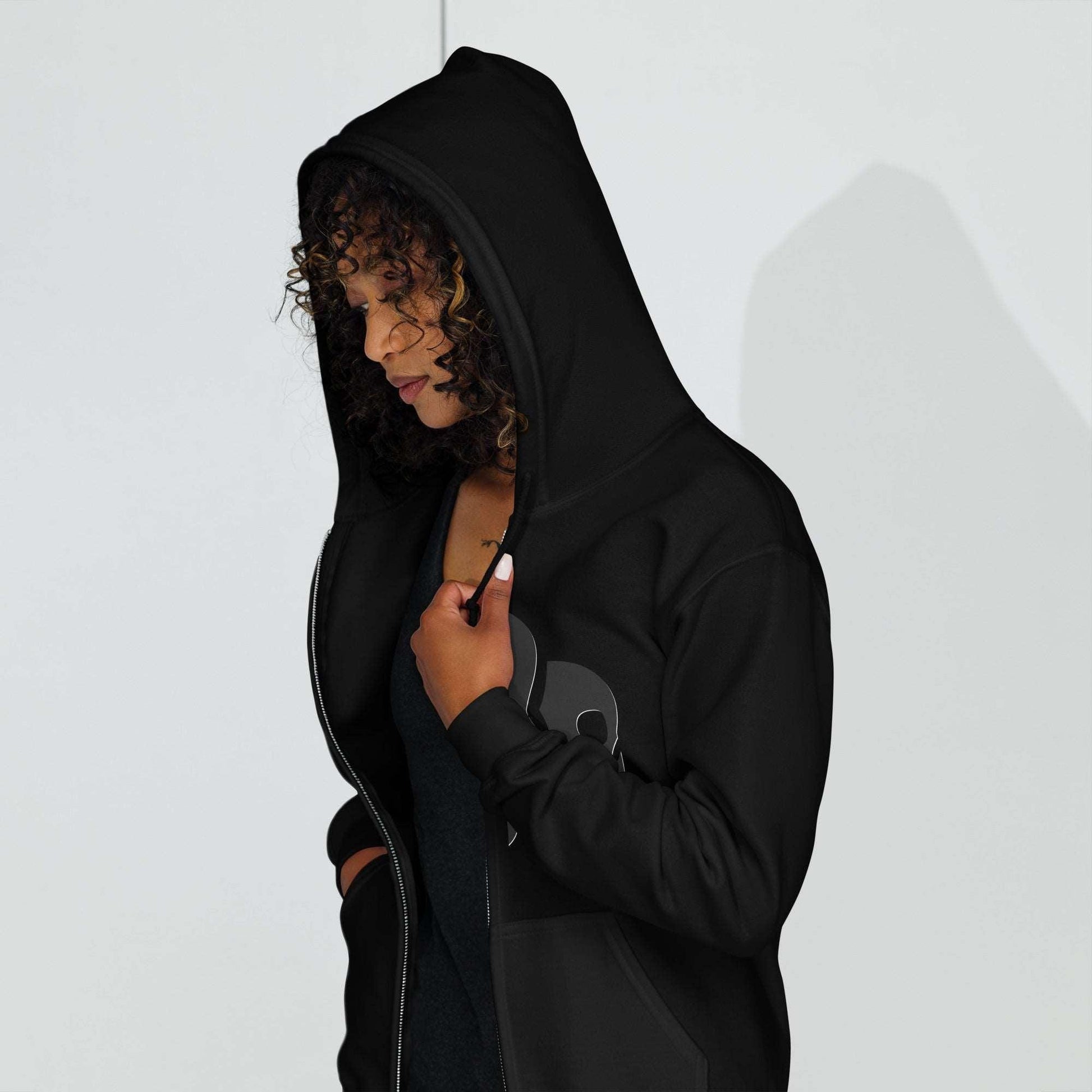 3 Skulled Menage' Frontbak Unisex Heavy Blend Zip Hoodie - Premium  from Lizard Vigilante - Just $39.99! Shop now at Lizard Vigilante