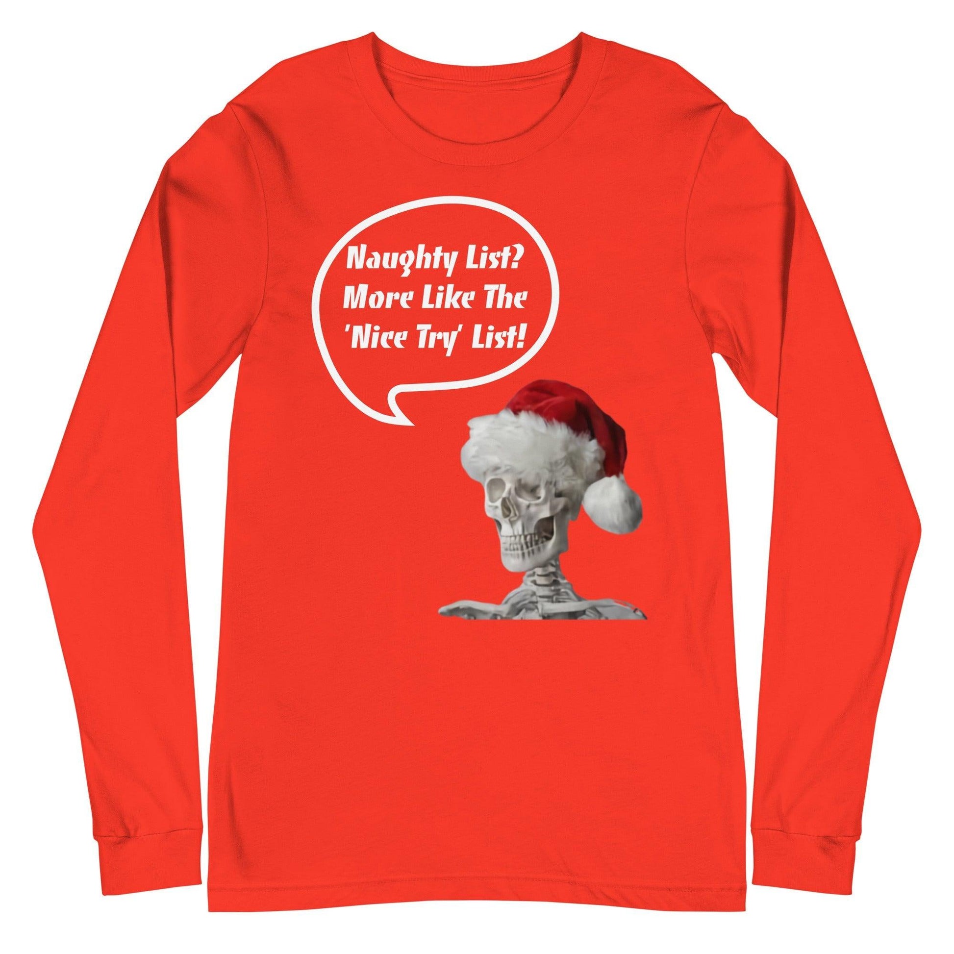 Naughty List? Unisex Long Sleeve Tee / Christmas Holiday Funny T-shirt - Lizard Vigilante