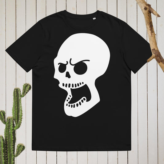 Unleash Your Inner Rebel with our Angry Skull Unisex Organic Cotton T-Shirt – Unstoppable Style with a Conscience! - Lizard Vigilante