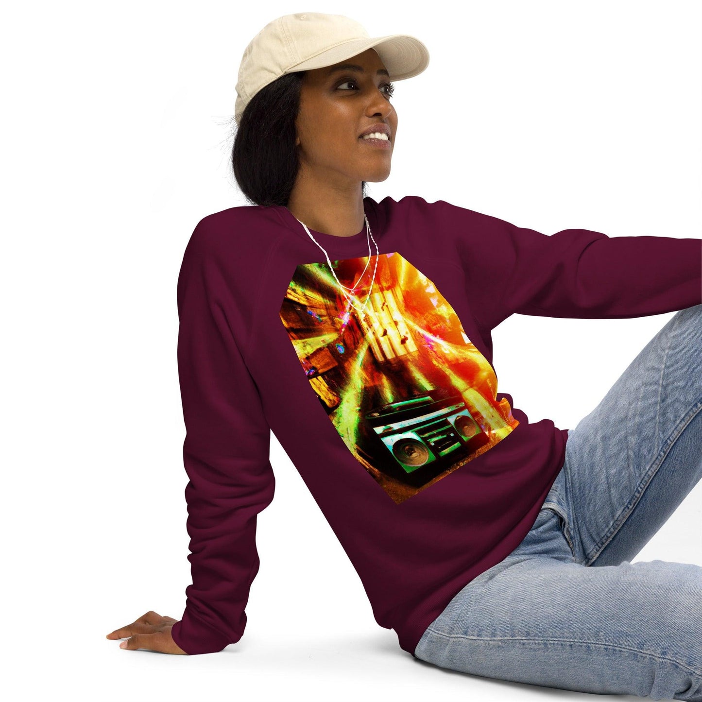 Prison BoomBox Light Burst Unisex organic raglan sweatshirt - Lizard Vigilante