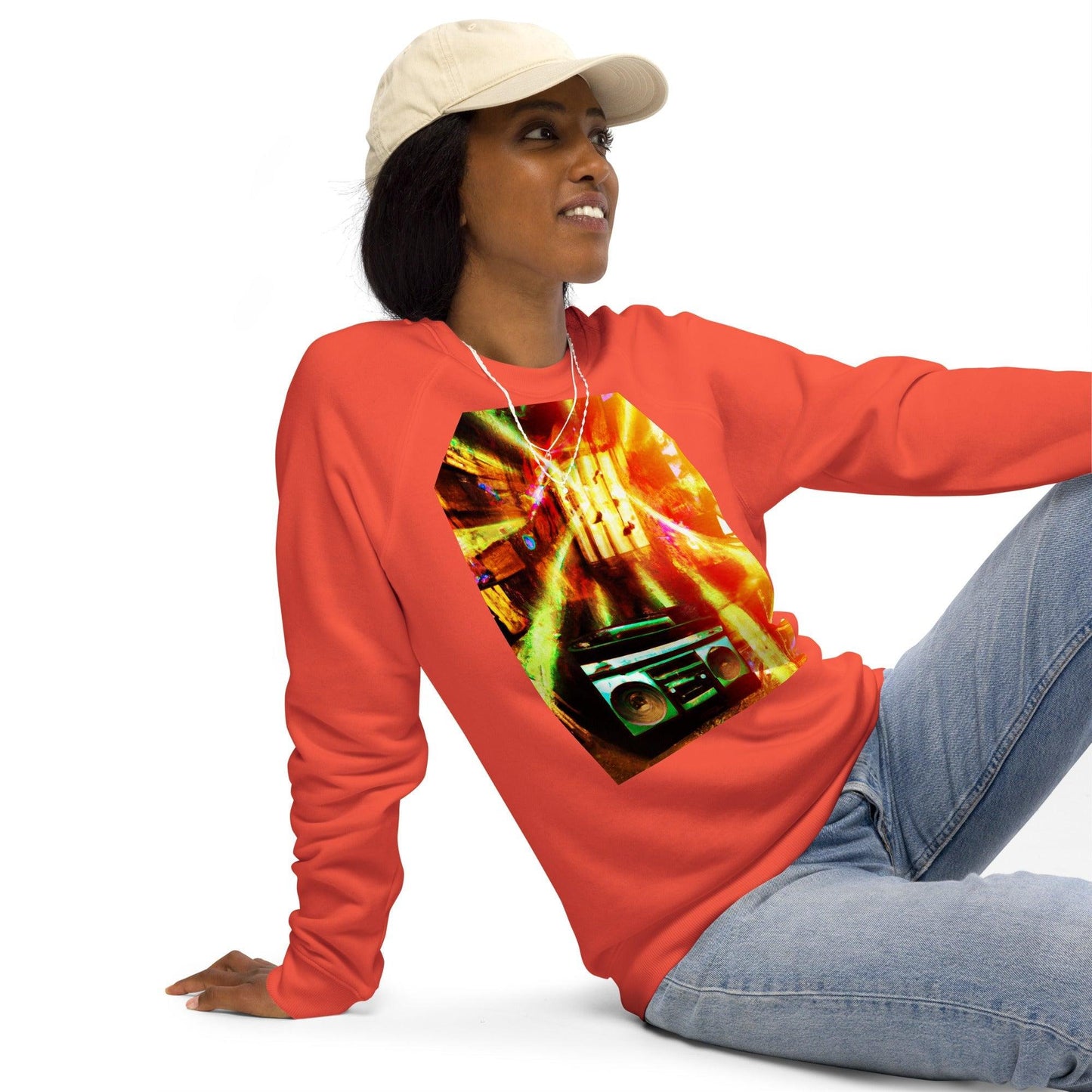 Prison BoomBox Light Burst Unisex organic raglan sweatshirt - Lizard Vigilante