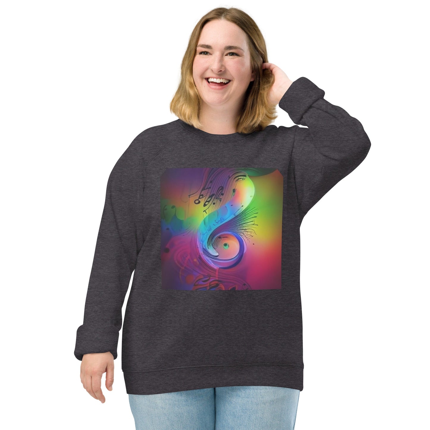 Musical Rainbow Unisex Organic Raglan Sweatshirt - Lizard Vigilante
