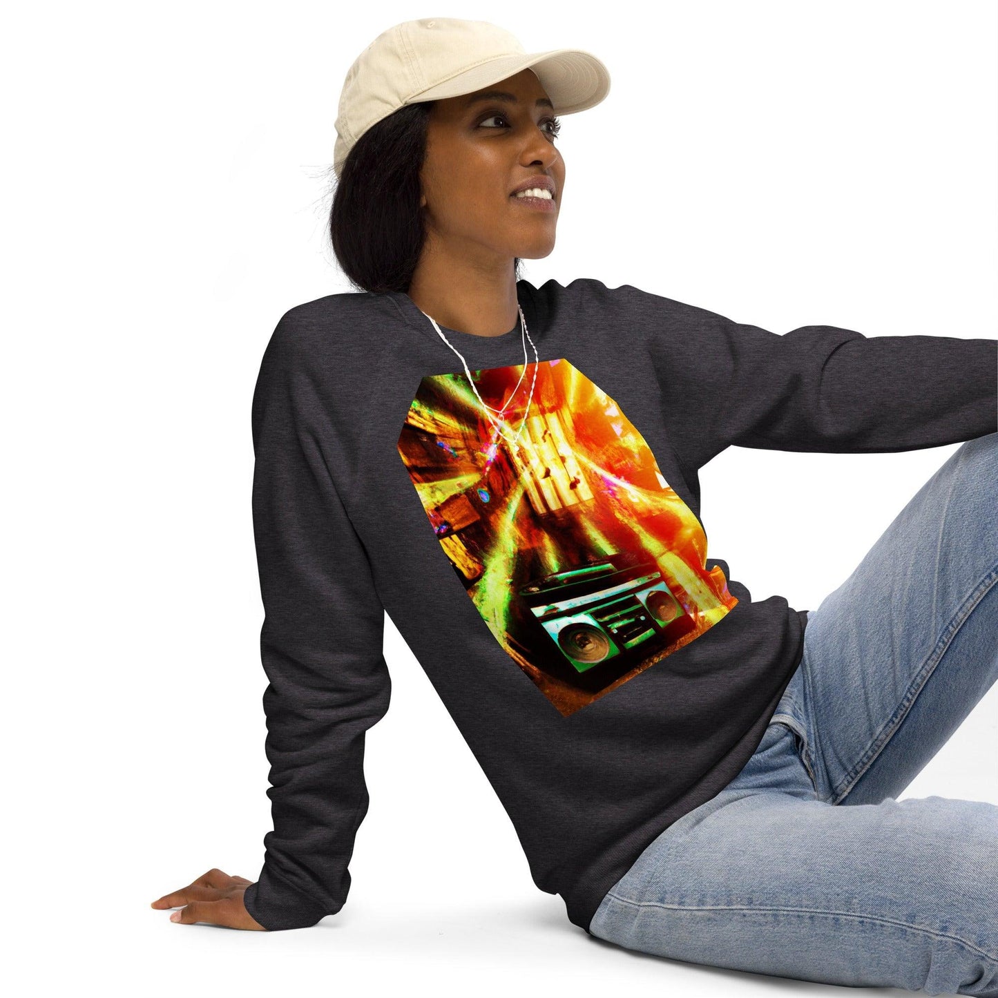 Prison BoomBox Light Burst Unisex organic raglan sweatshirt - Lizard Vigilante