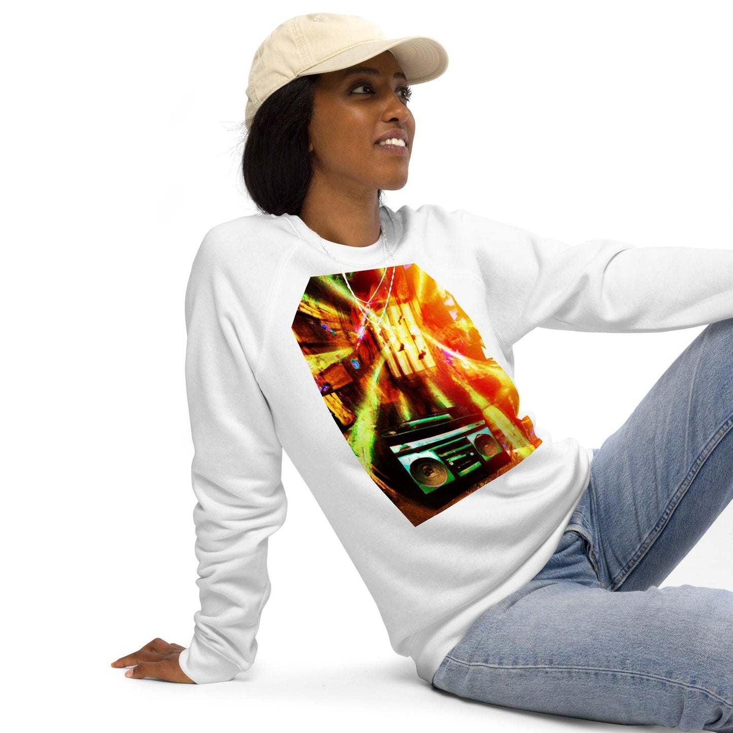 Prison BoomBox Light Burst Unisex organic raglan sweatshirt - Lizard Vigilante