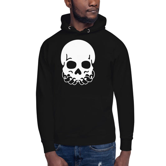 Skull Offering Unisex Hoodie / Hands Holding Skeleton Head - Lizard Vigilante