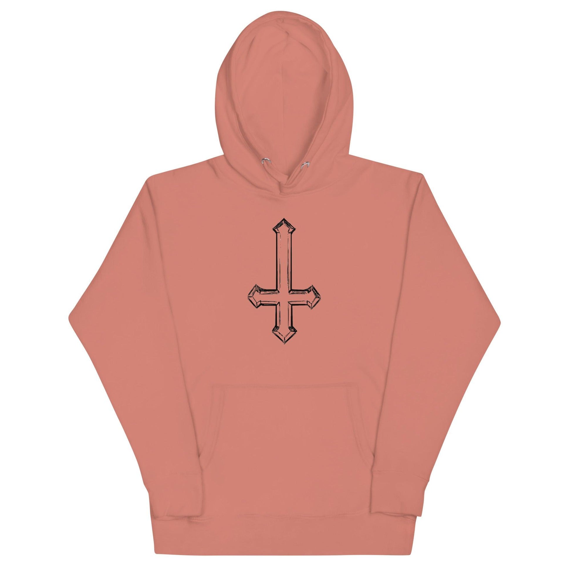 Upside Down Cross Sketch Unisex Hoodie - Lizard Vigilante