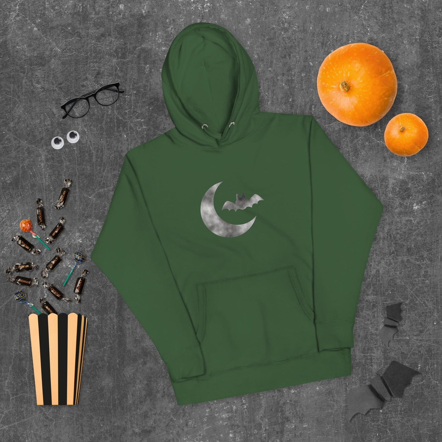 Halloween Cloudy Moon Bat Unisex Hoodie - Lizard Vigilante