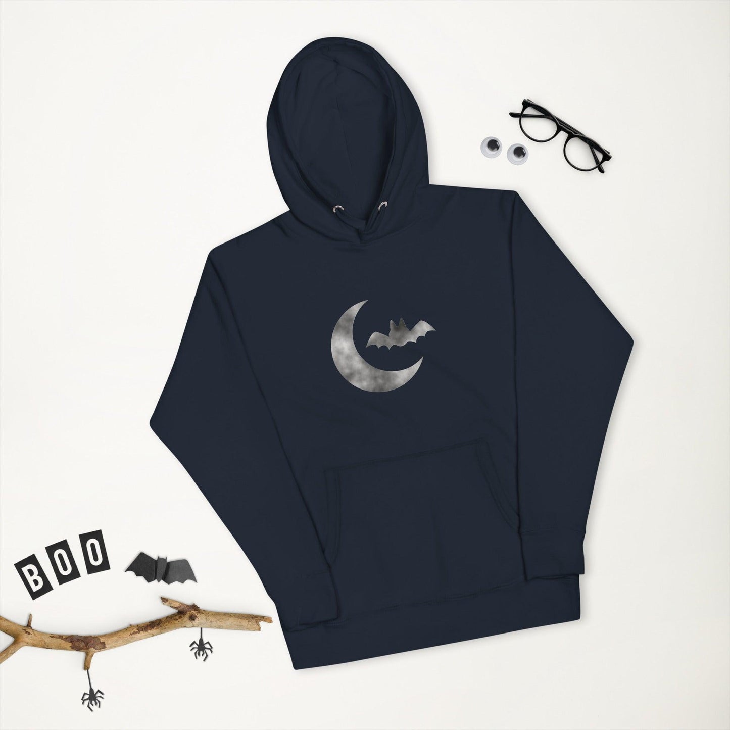 Halloween Cloudy Moon Bat Unisex Hoodie - Lizard Vigilante