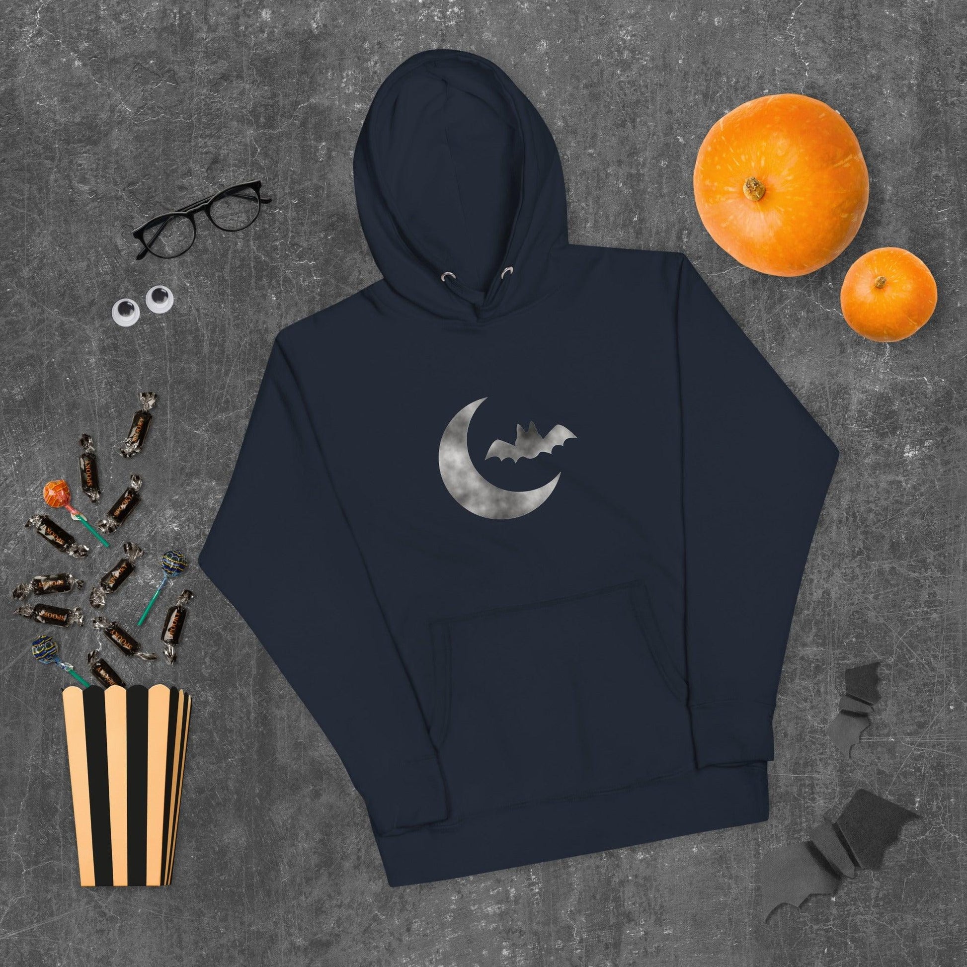 Halloween Cloudy Moon Bat Unisex Hoodie - Lizard Vigilante