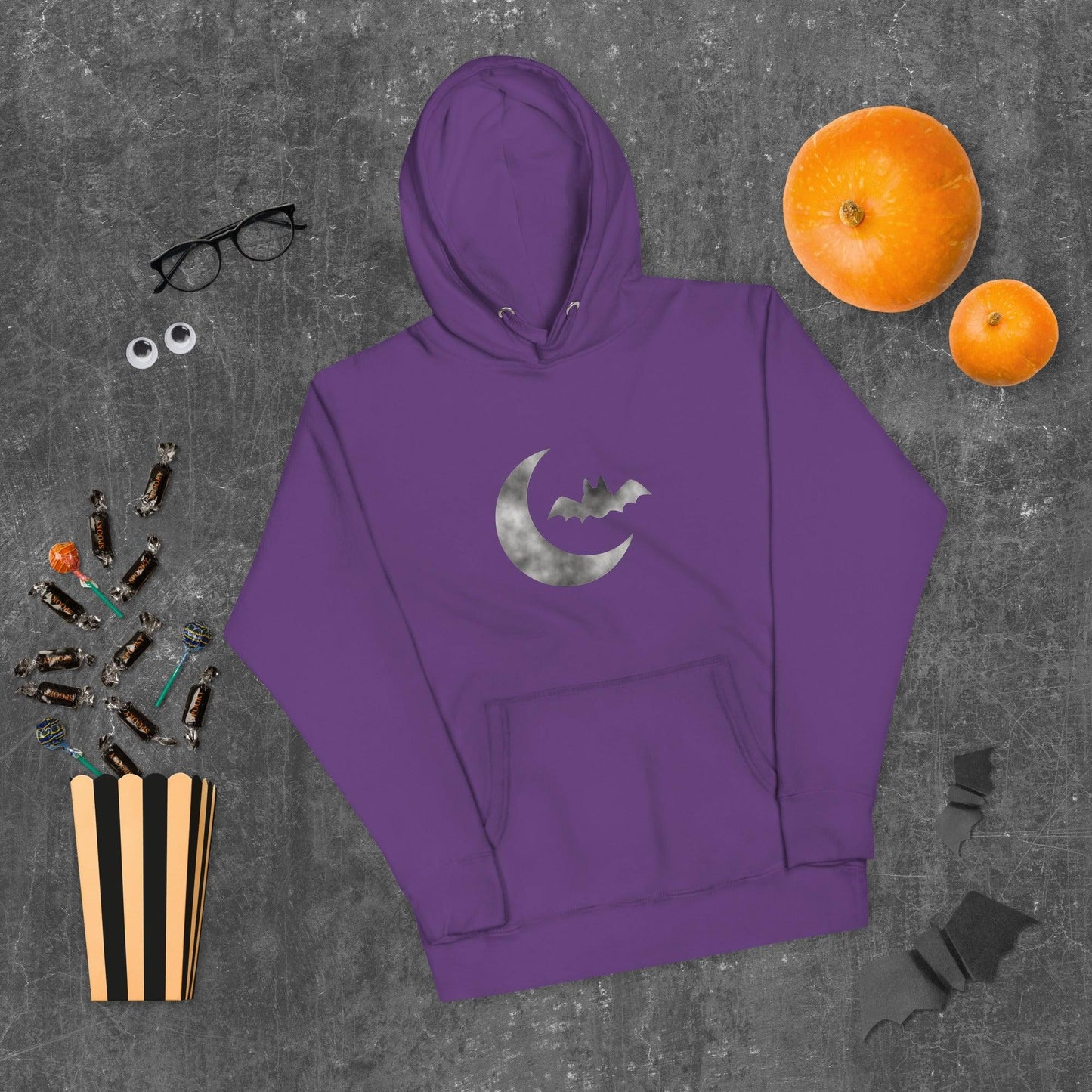 Halloween Cloudy Moon Bat Unisex Hoodie - Lizard Vigilante