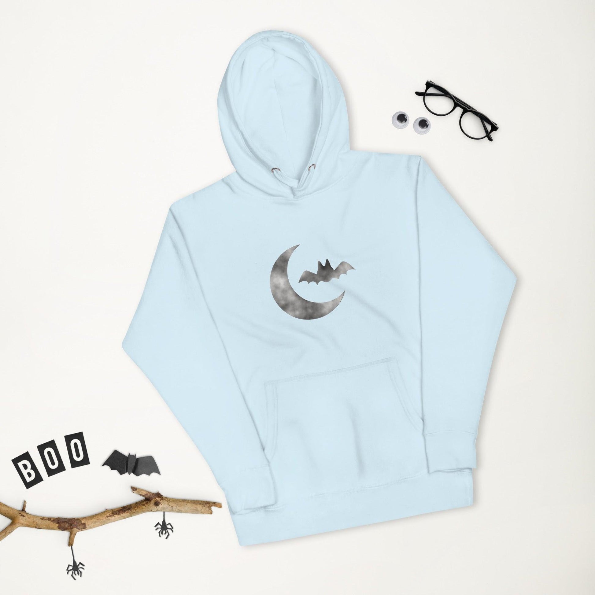 Halloween Cloudy Moon Bat Unisex Hoodie - Lizard Vigilante