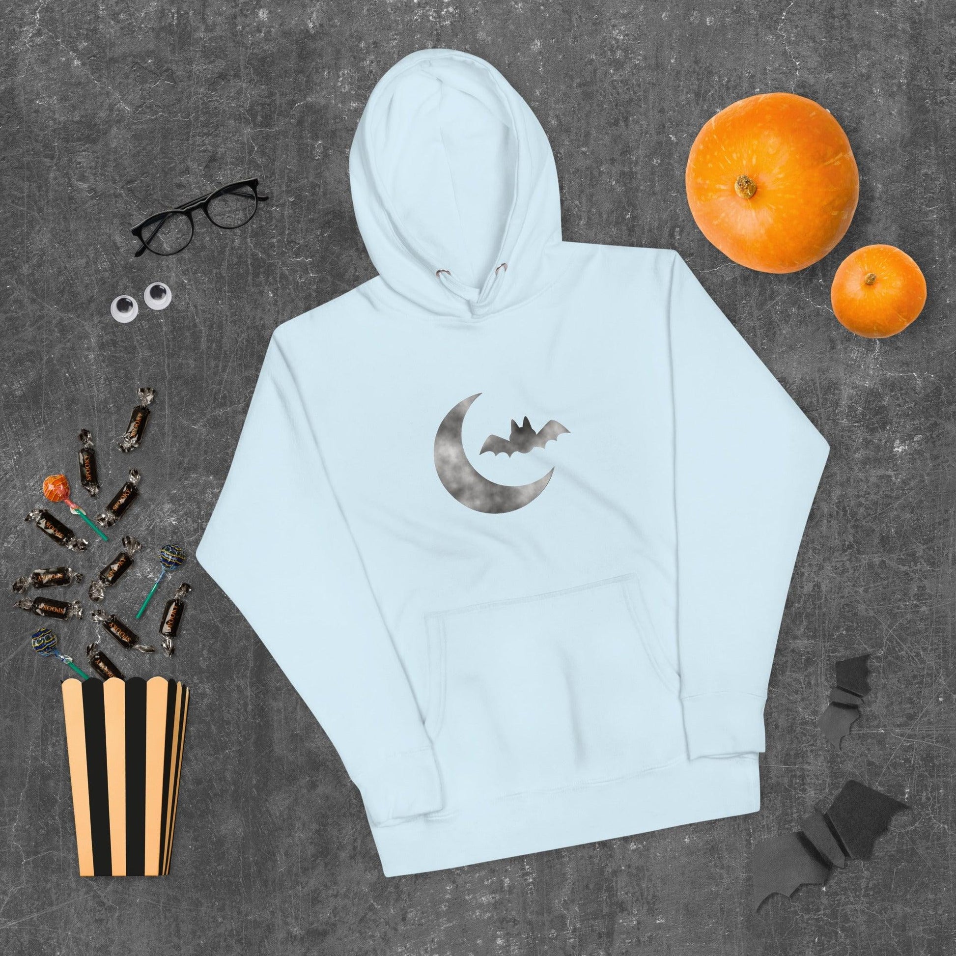 Halloween Cloudy Moon Bat Unisex Hoodie - Lizard Vigilante