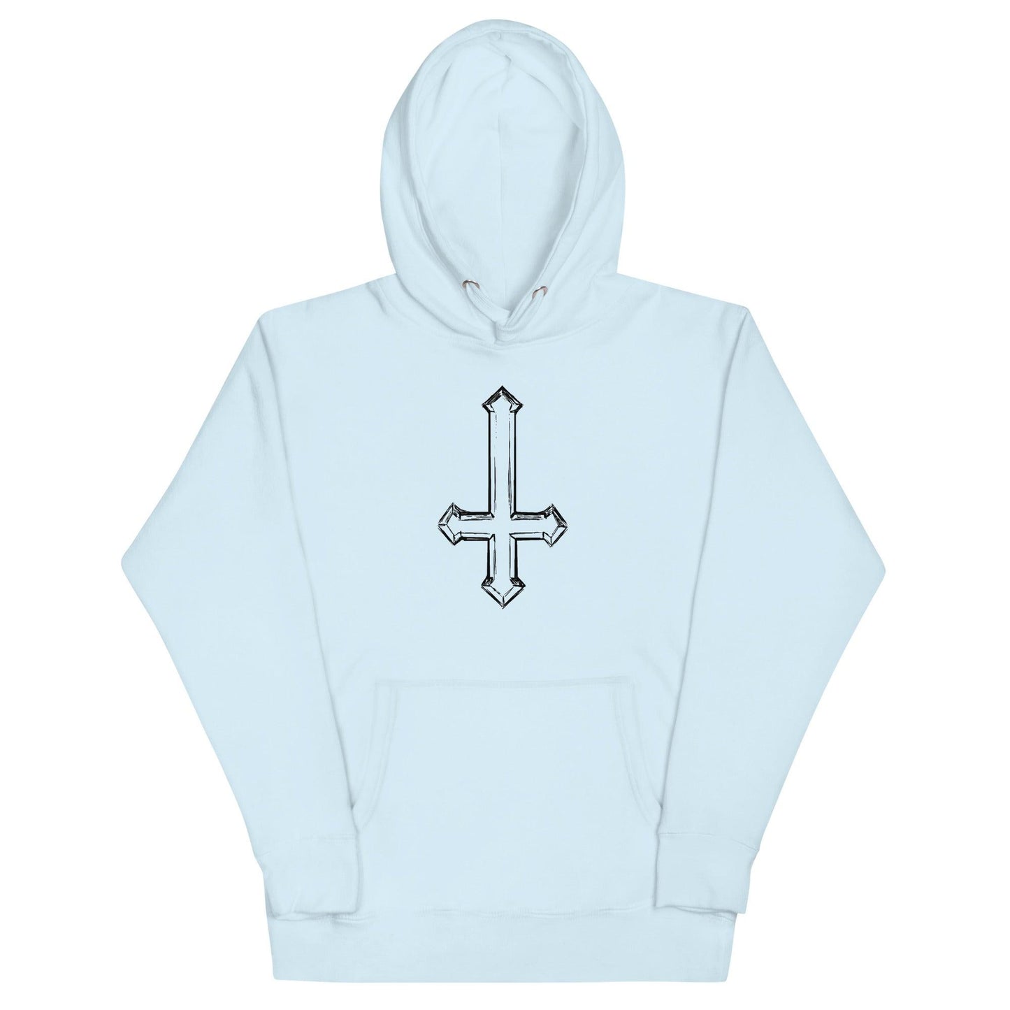 Upside Down Cross Sketch Unisex Hoodie - Lizard Vigilante