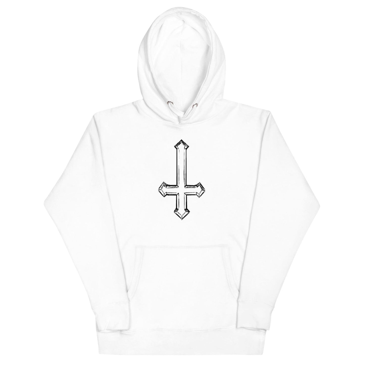 Upside Down Cross Sketch Unisex Hoodie - Lizard Vigilante