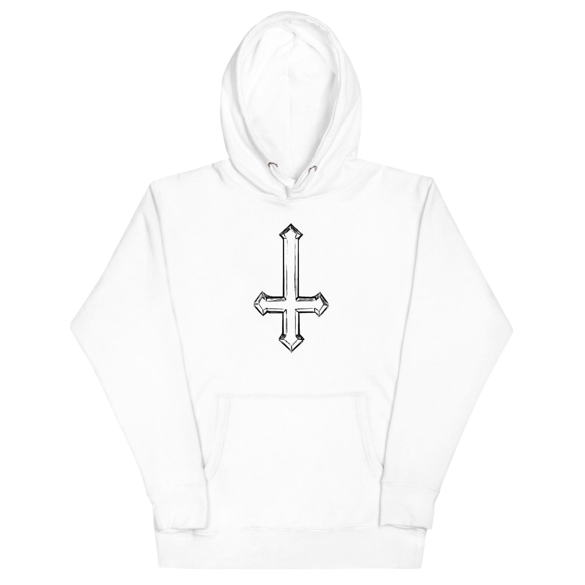 Upside Down Cross Sketch Unisex Hoodie - Lizard Vigilante