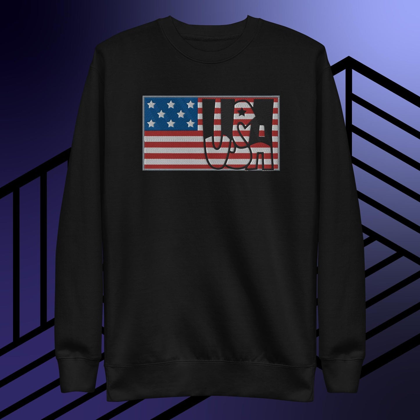 USA Embroidered Flag Premium Sweatshirt: Wear Your Patriotism in Style with the Lizard Vigilante Collection - Lizard Vigilante