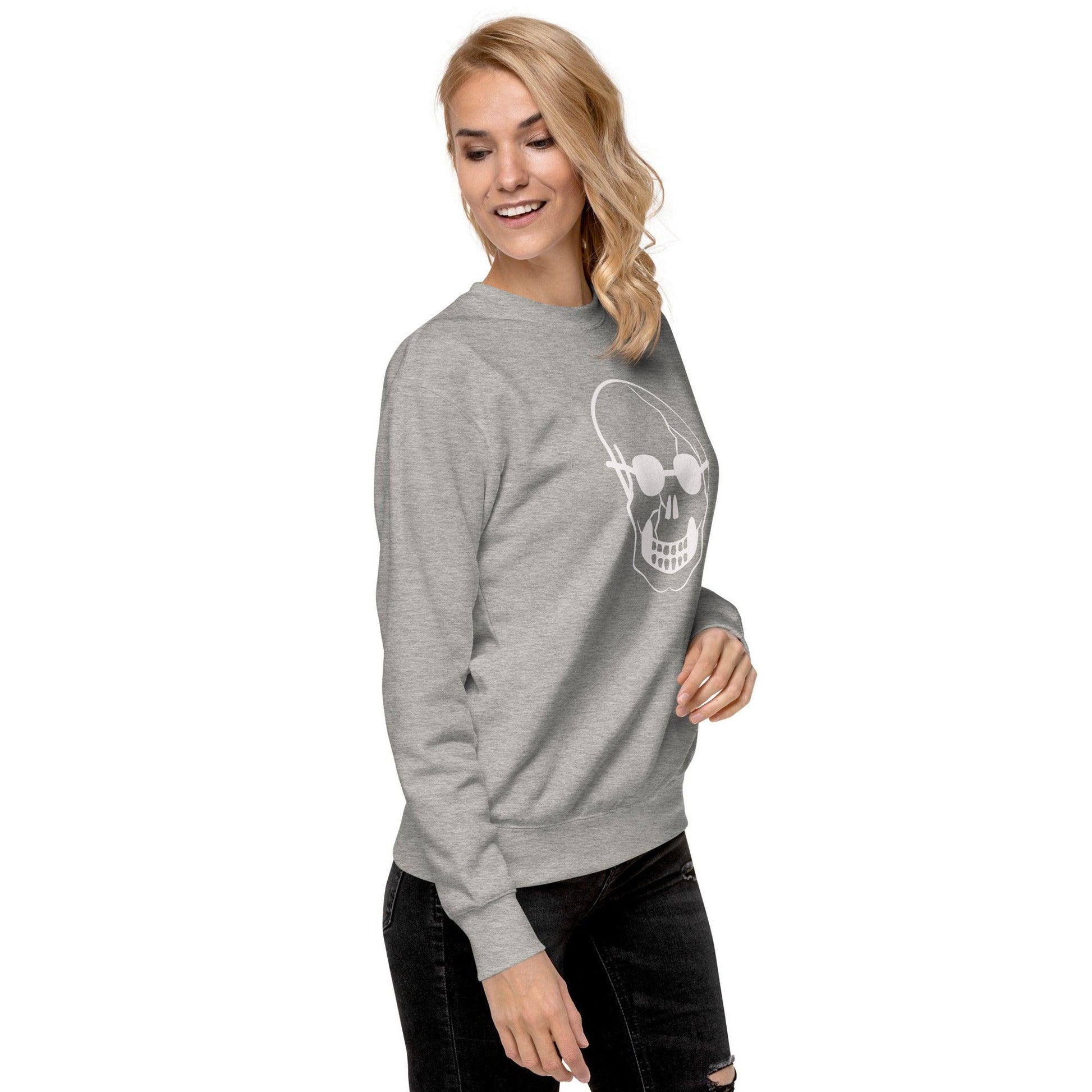 White Skull With Shades Unisex Premium Sweatshirt - Lizard Vigilante