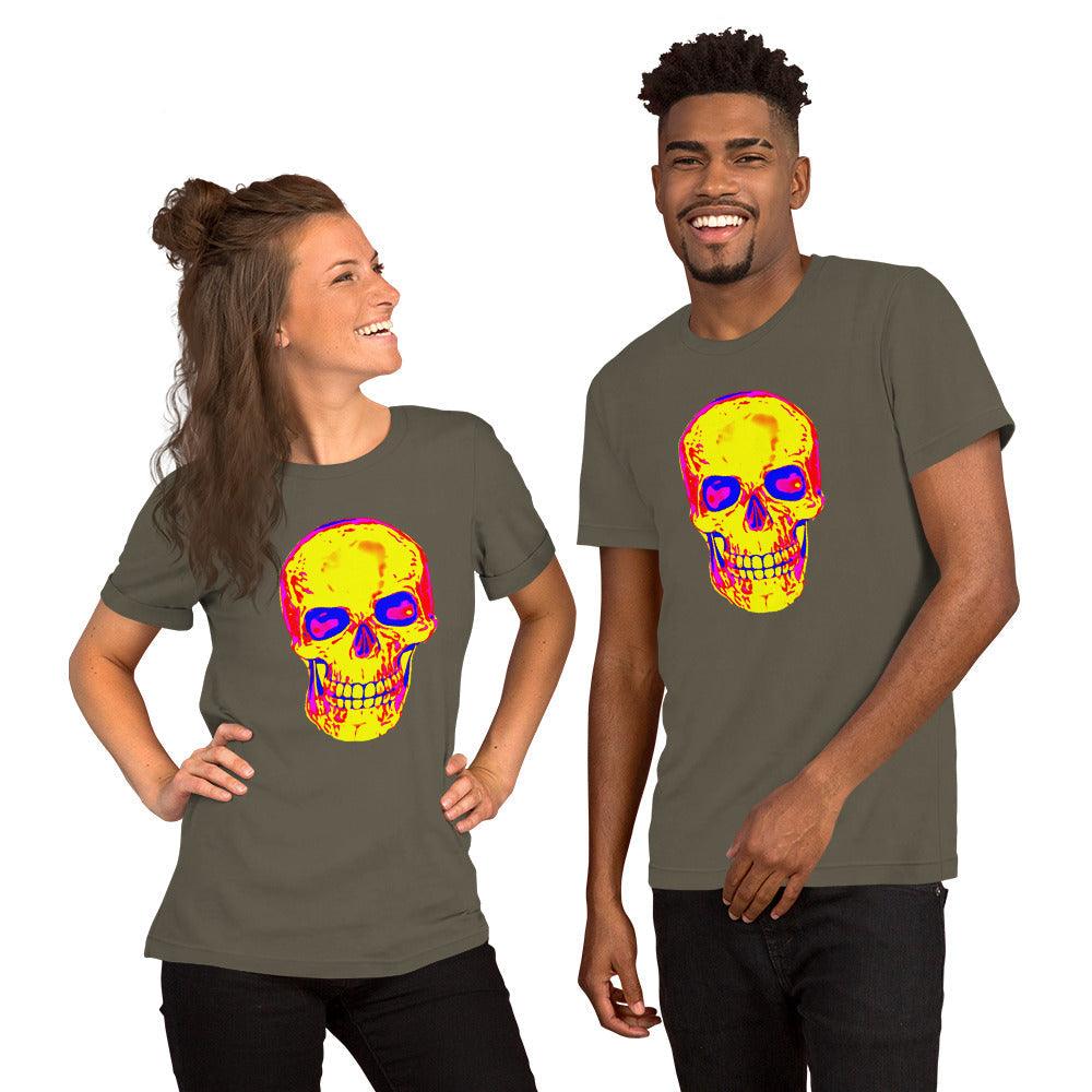 Fun Skull Unisex t-shirt Featuring a big orangy skull - Lizard Vigilante