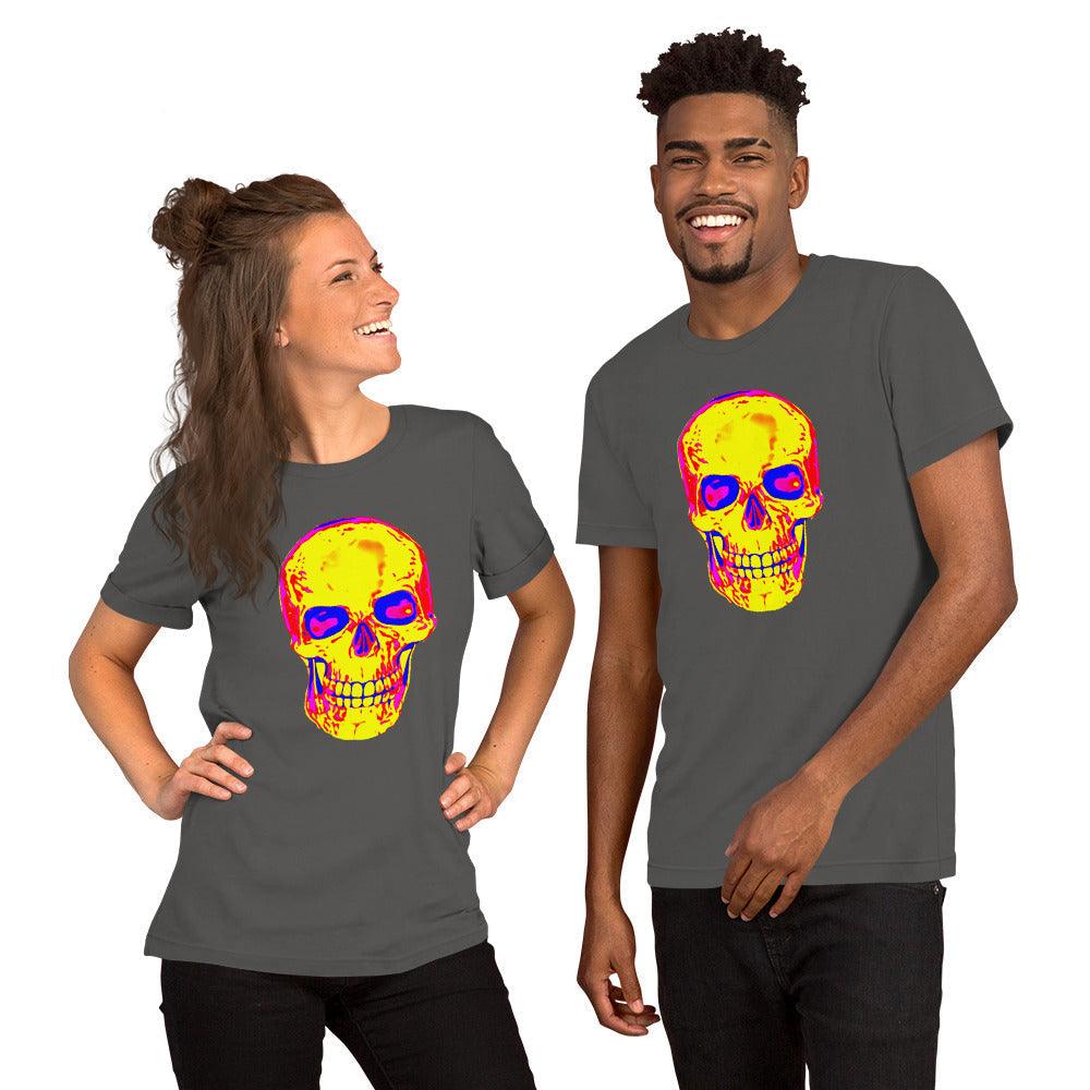 Fun Skull Unisex t-shirt Featuring a big orangy skull - Lizard Vigilante
