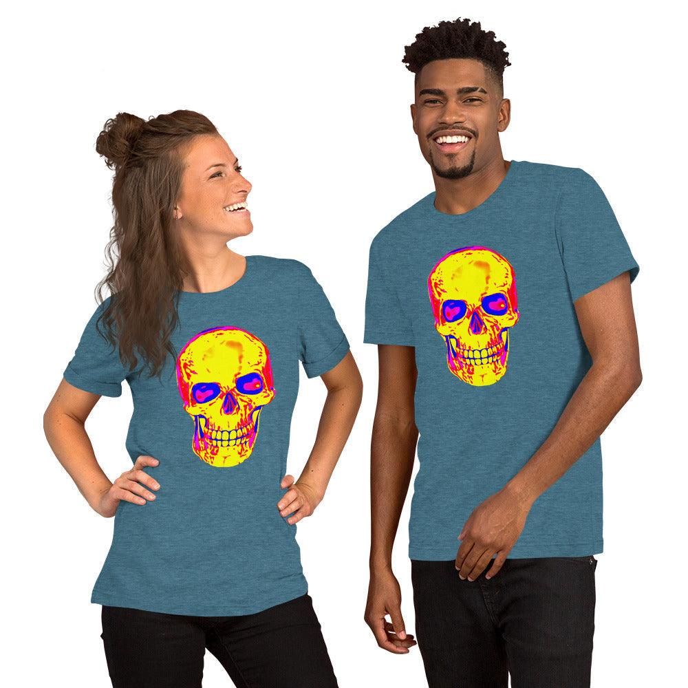 Fun Skull Unisex t-shirt Featuring a big orangy skull - Lizard Vigilante