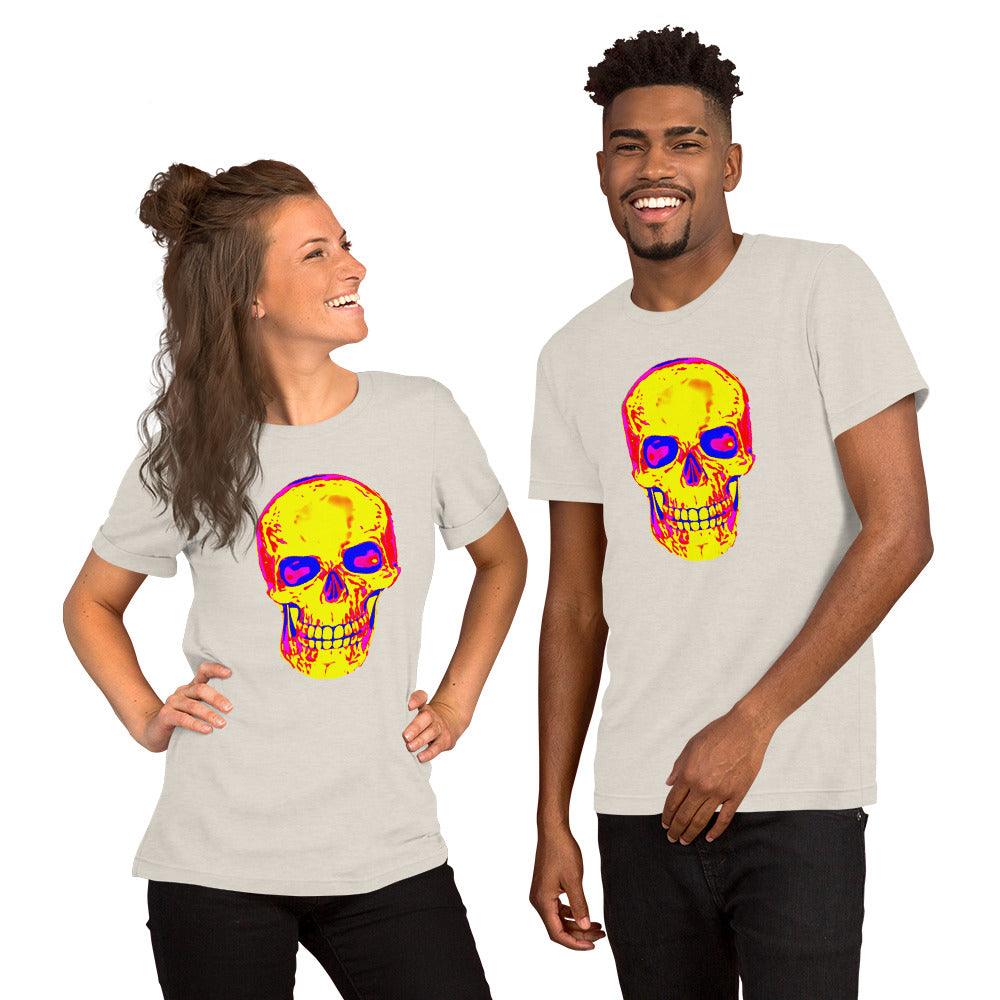 Fun Skull Unisex t-shirt Featuring a big orangy skull - Lizard Vigilante