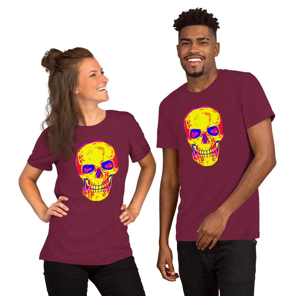 Fun Skull Unisex t-shirt Featuring a big orangy skull - Lizard Vigilante