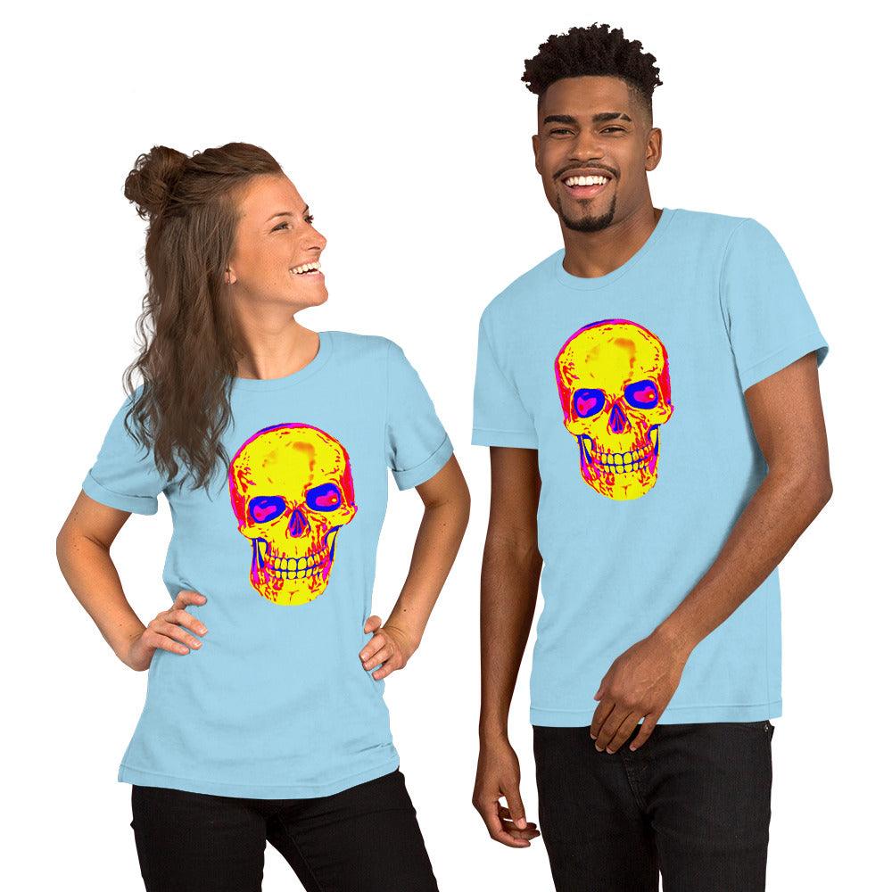 Fun Skull Unisex t-shirt Featuring a big orangy skull - Lizard Vigilante