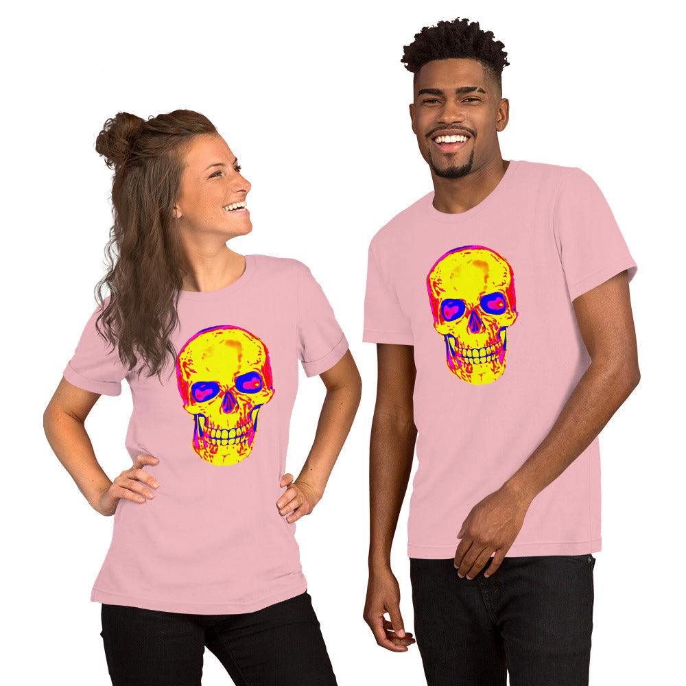 Fun Skull Unisex t-shirt Featuring a big orangy skull - Lizard Vigilante