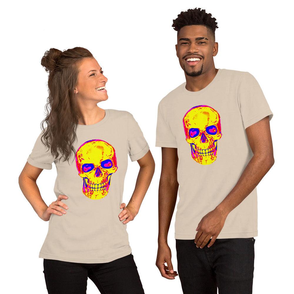 Fun Skull Unisex t-shirt Featuring a big orangy skull - Lizard Vigilante