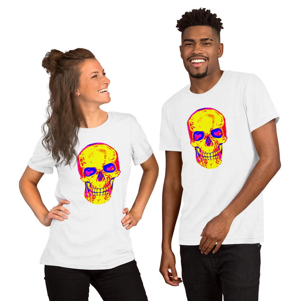 Fun Skull Unisex t-shirt Featuring a big orangy skull - Lizard Vigilante