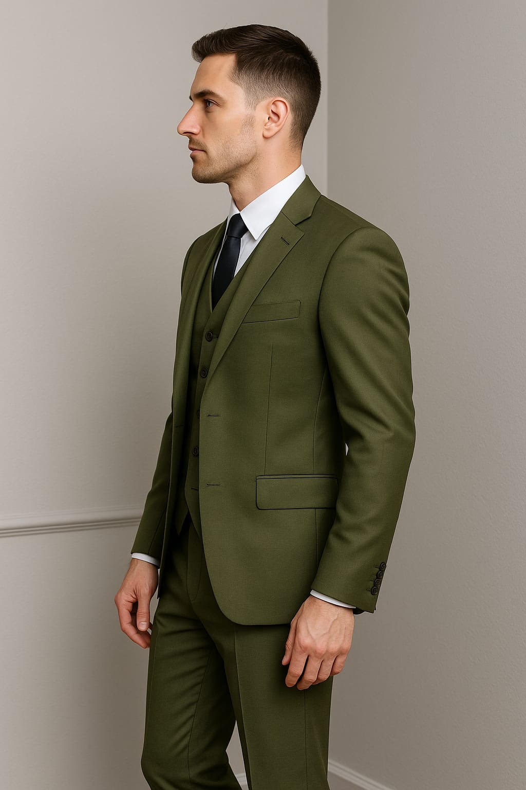 3 Piece Suit – Olive Green