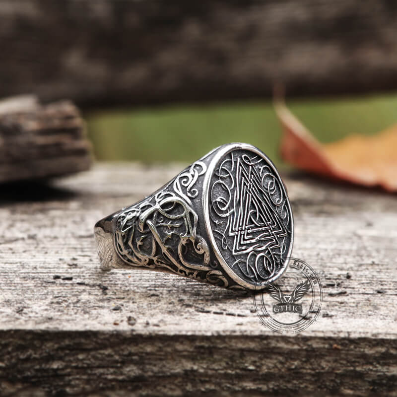 Urnes Valknut Stainless Steel Viking Ring