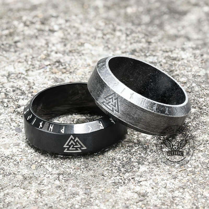 Valknut Runes Stainless Steel Viking Ring