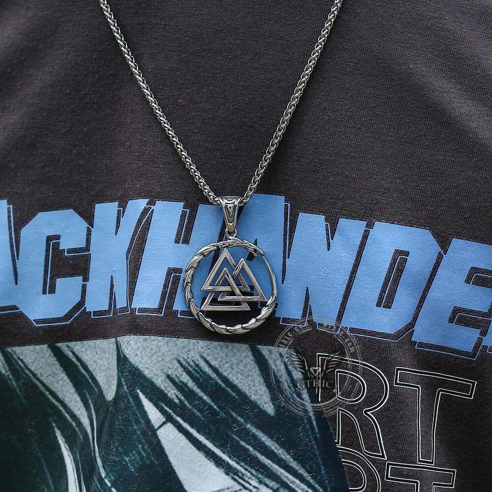 Valknut Stainless Steel Viking Dragon Pendant