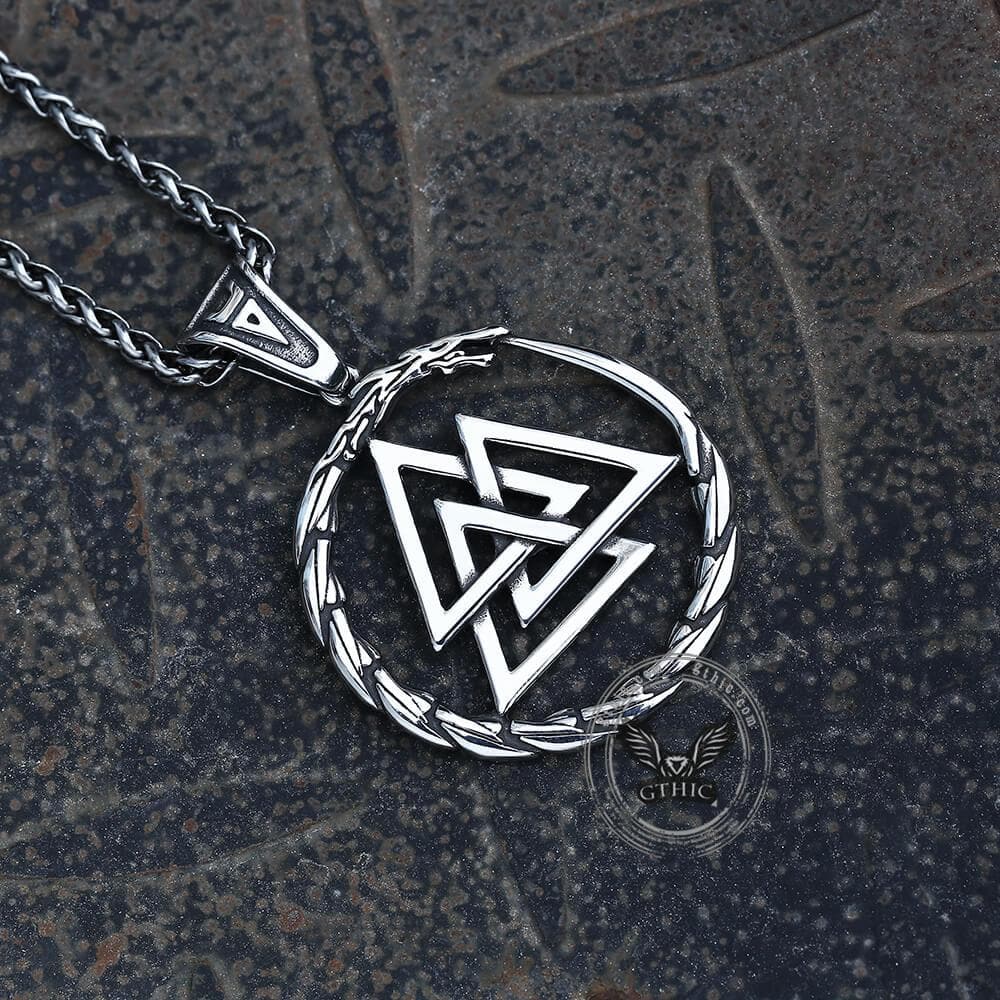 Valknut Stainless Steel Viking Dragon Pendant