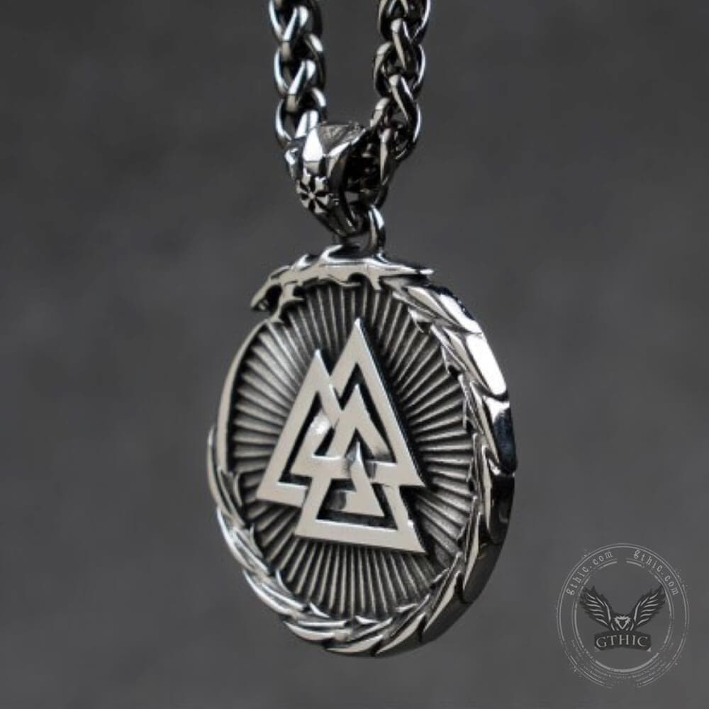 Valknut Stainless Steel Viking Dragon Pendant