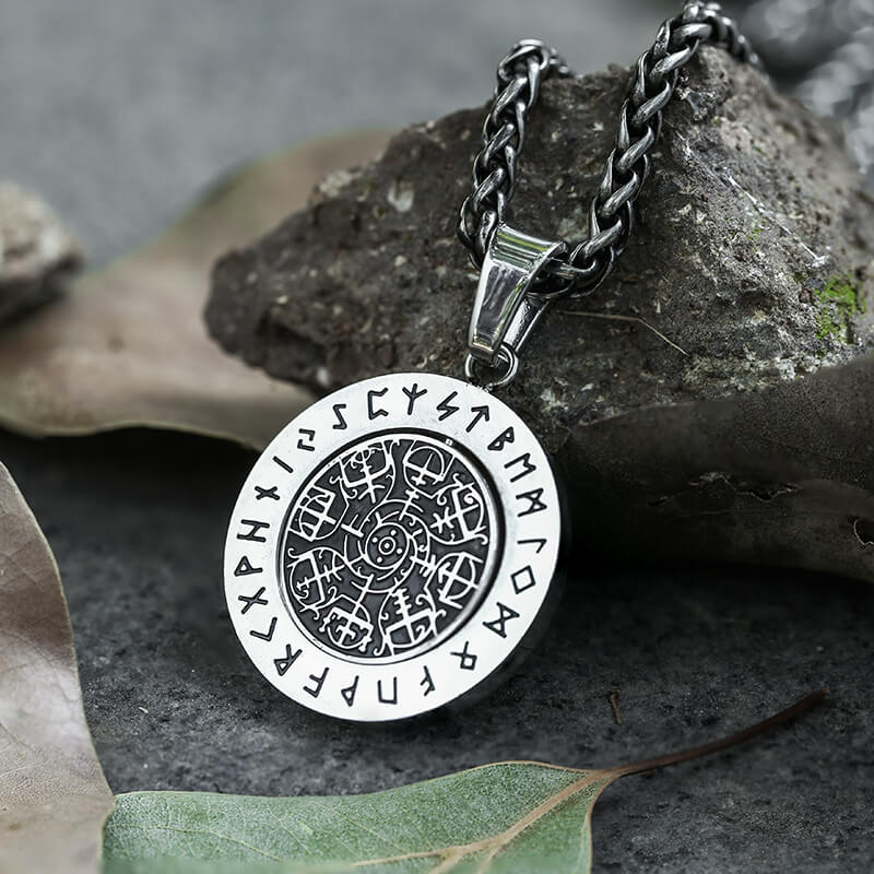 Vegvisir Runes Stainless Steel Rotating Pendant