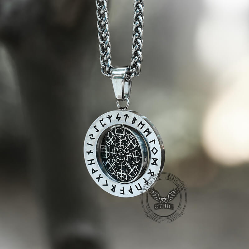 Vegvisir Runes Stainless Steel Rotating Pendant
