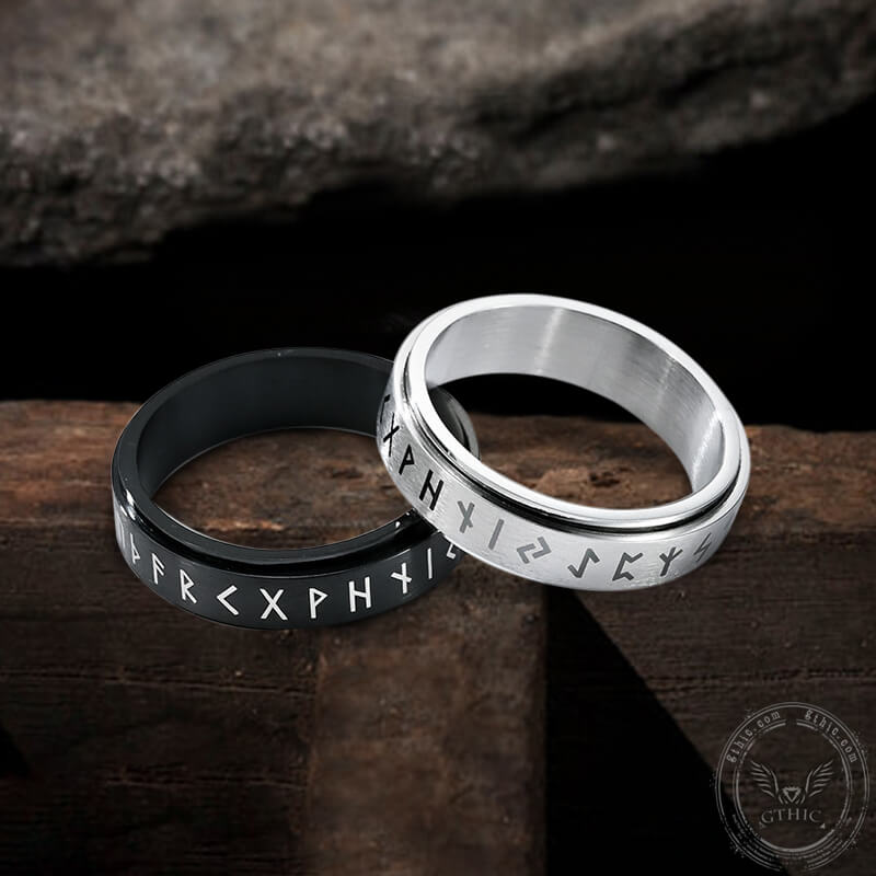 Vegvisir Runes Stainless Steel Spinner Ring