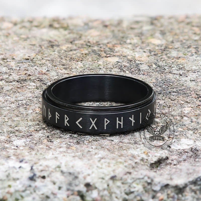 Vegvisir Runes Stainless Steel Spinner Ring
