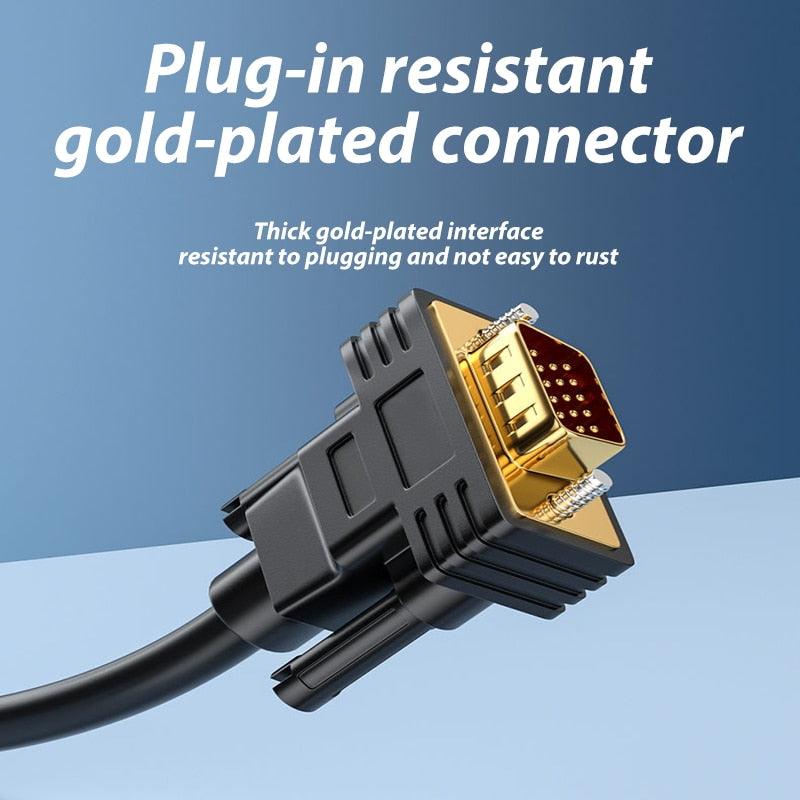 VGA Cable 1080P HD Male To Male Bold Extension Cable Cord Gold Plated Connectors Support 1080P Full HD For Computer Laptop Projector HDTV Monitor