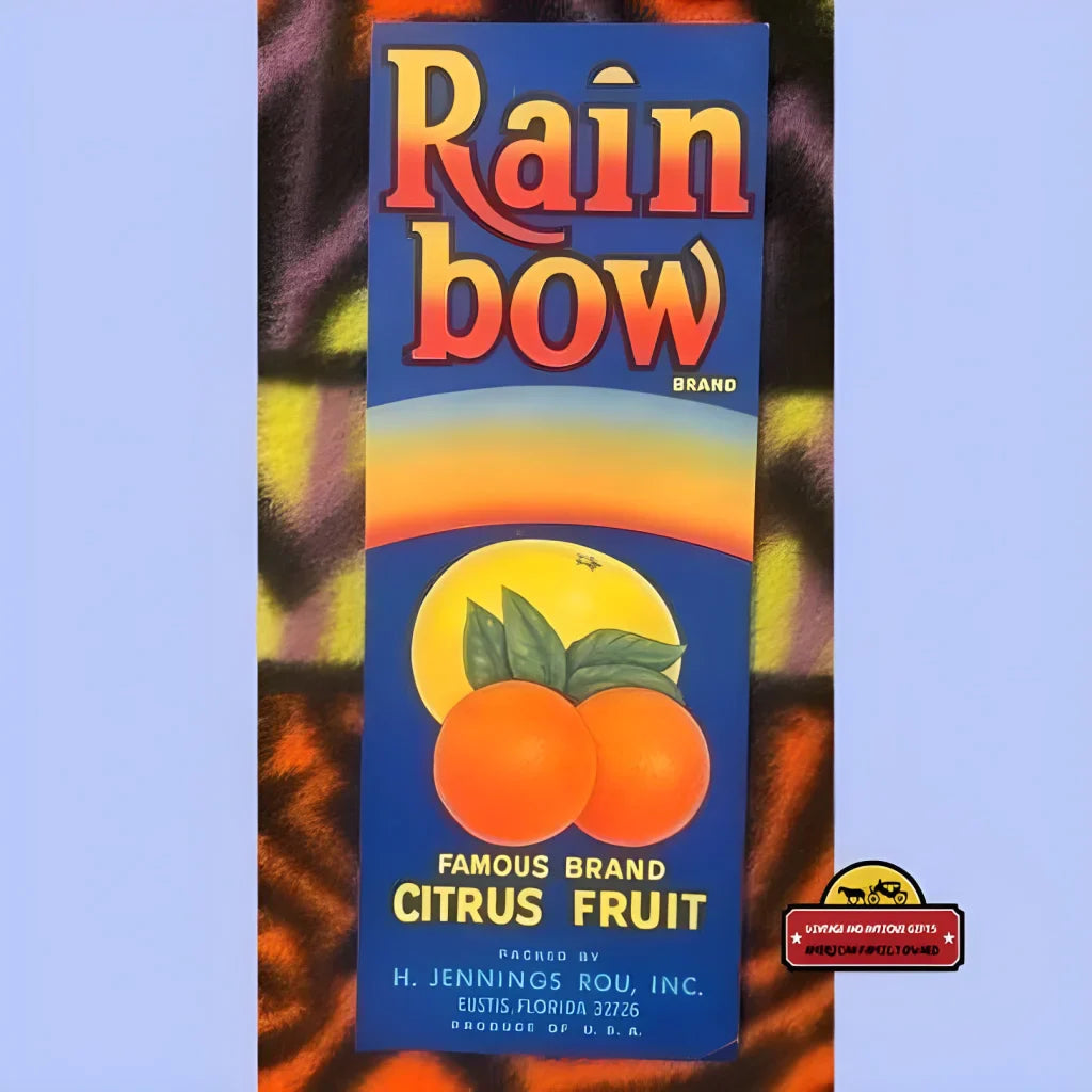 Vibrant 1960s Rainbow Crate Label from Eustis Florida