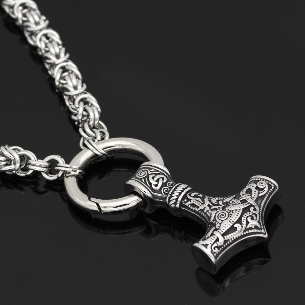 Vikings Mjolnir Stainless Steel King Chain Necklace
