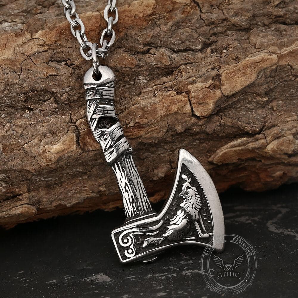 Viking Axe Stainless Steel Pendant