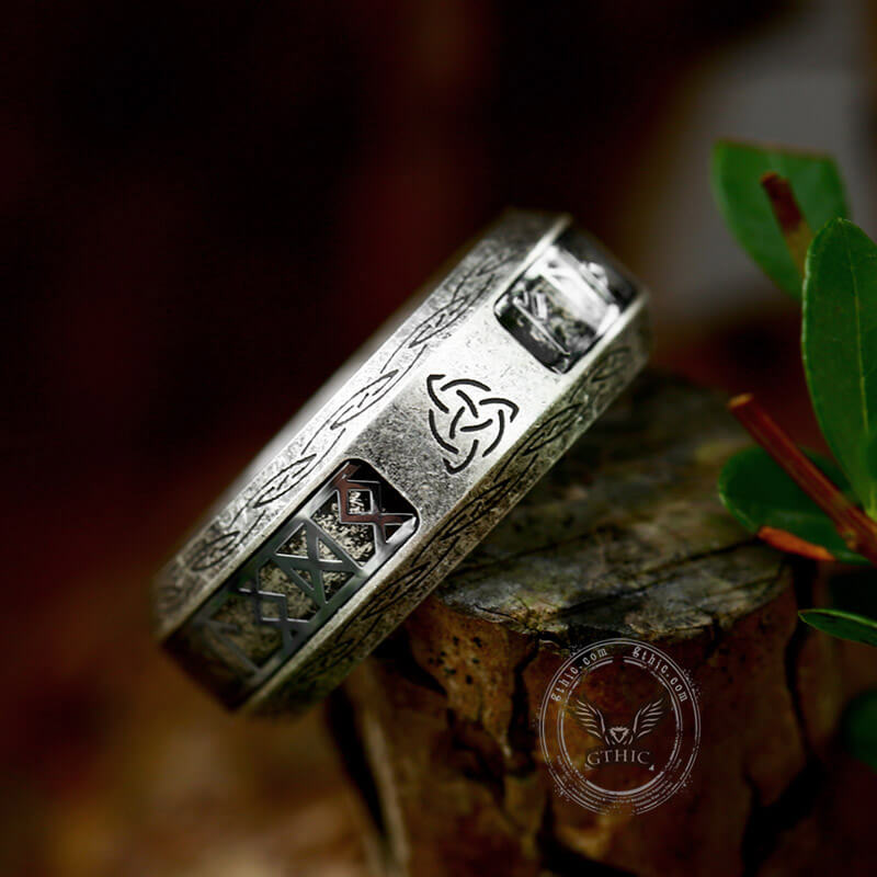 Viking Celtic Knot Runes Stainless Steel Ring