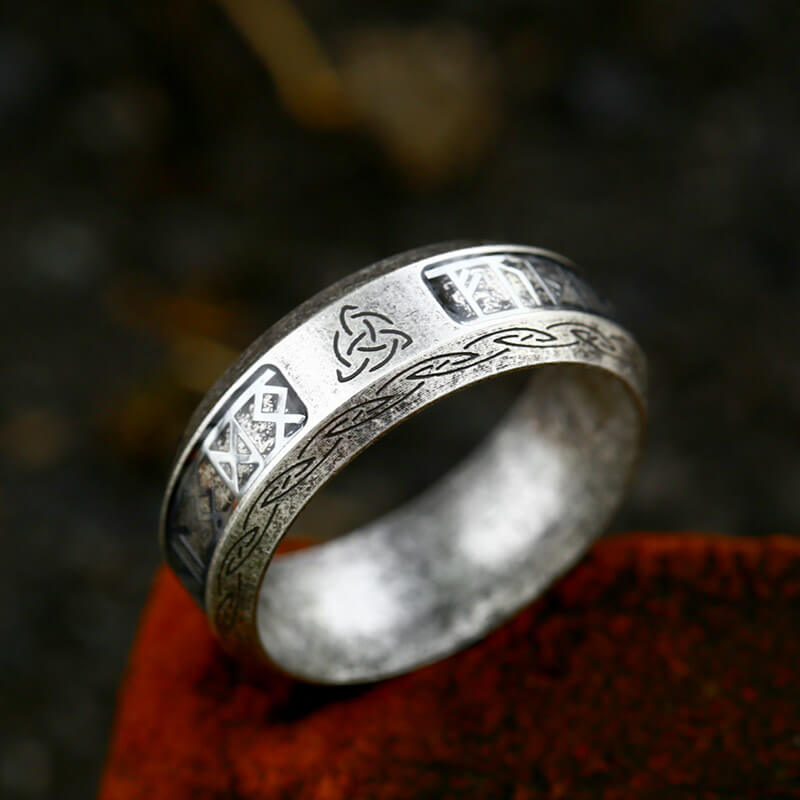 Viking Celtic Knot Runes Stainless Steel Ring